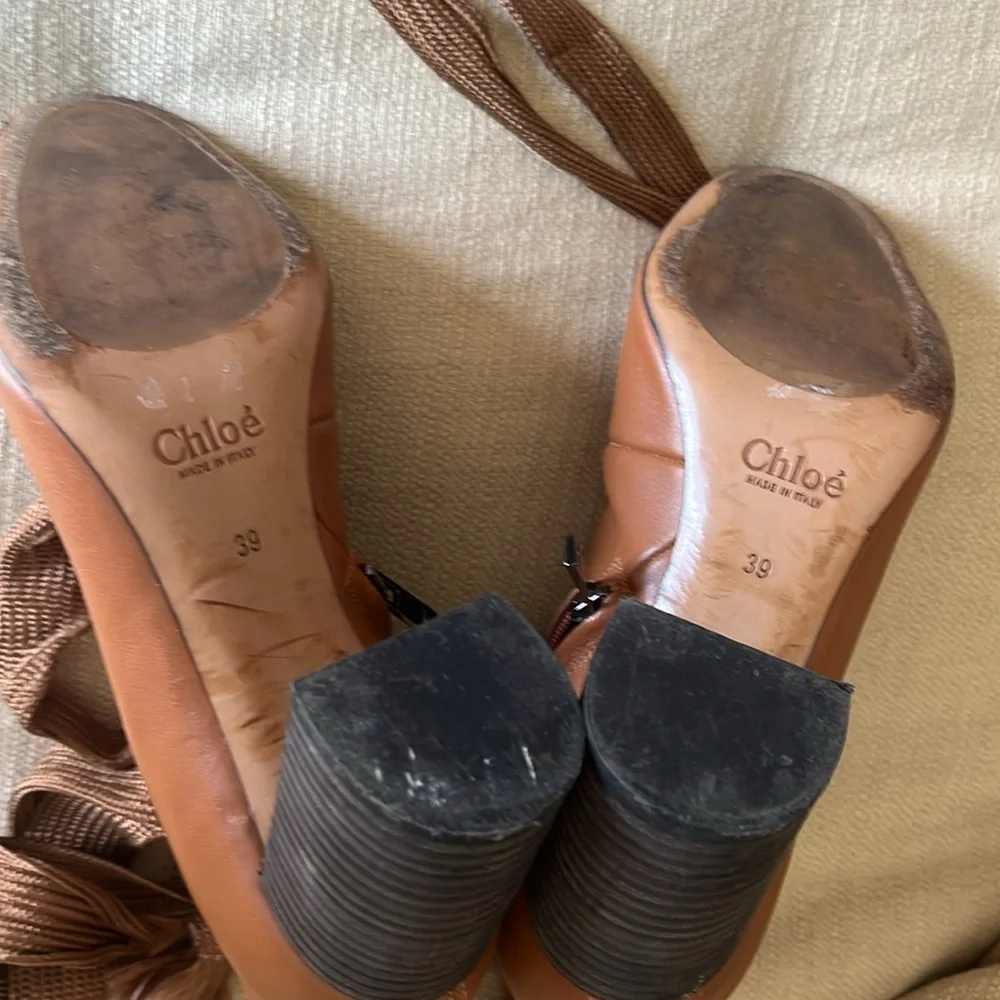 Chloe Brown Ankle Boots with Lace Detail - Picture 9 of 10